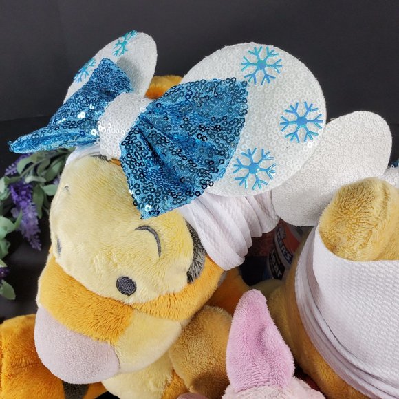 Frozen Hair Accessories with Blue Snow Flakes Mouse Ears Turban White Headband - Picture 8 of 9